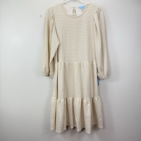 NWT Draper James Neutral Houndstooth 3/4 Sleeve Tiered‎ Pockets Skater Dress XXL - Picture 4 of 12
